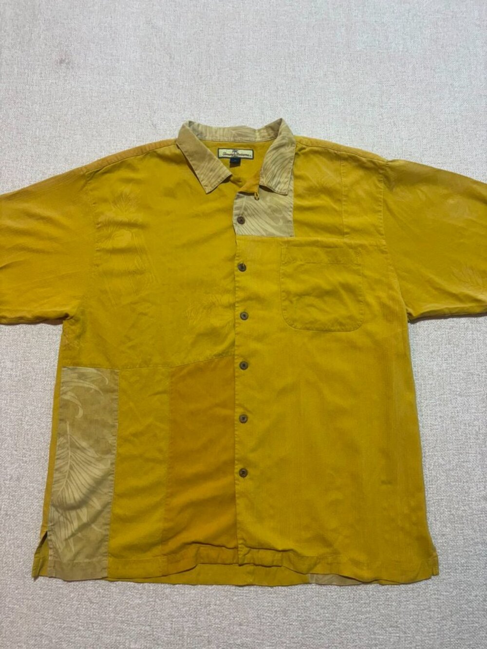 Tommy Bahama 100% Silk Camp Shirt XL Yellow Hawaiian Resort - Picture 2 of 11